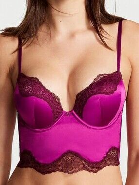 NWT Victoria's Secret Bombshell Plunge Raspberry Bustier Corset Top Bra 34D